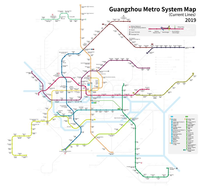 Схема метро в гуанчжоу